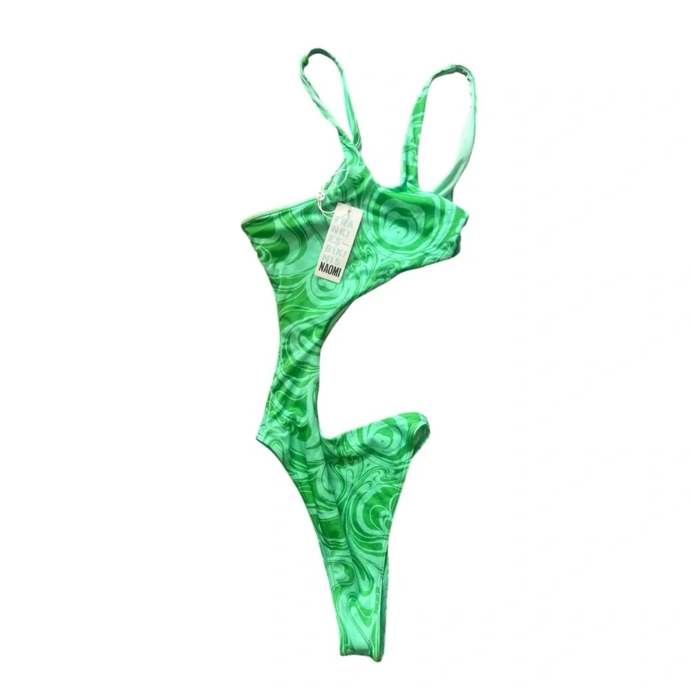 NWT Frankie’s Bikinis x Naomi Osaka Makie Satin One Piece Swimsuit Rainforest XS